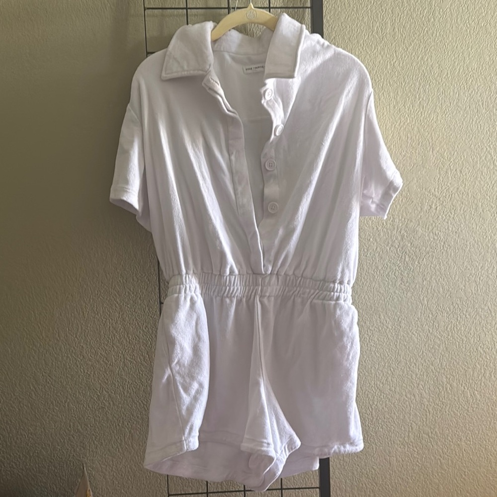 EUC Good American  White One Piece Terry Romper